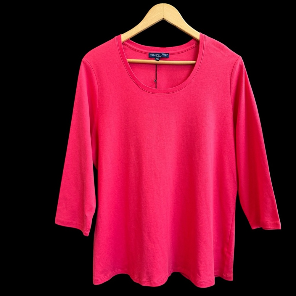 HERMAN GEIST  NEW 100% Pima Cotton 3/4‎ Sleeve Tunic Top 3X #262